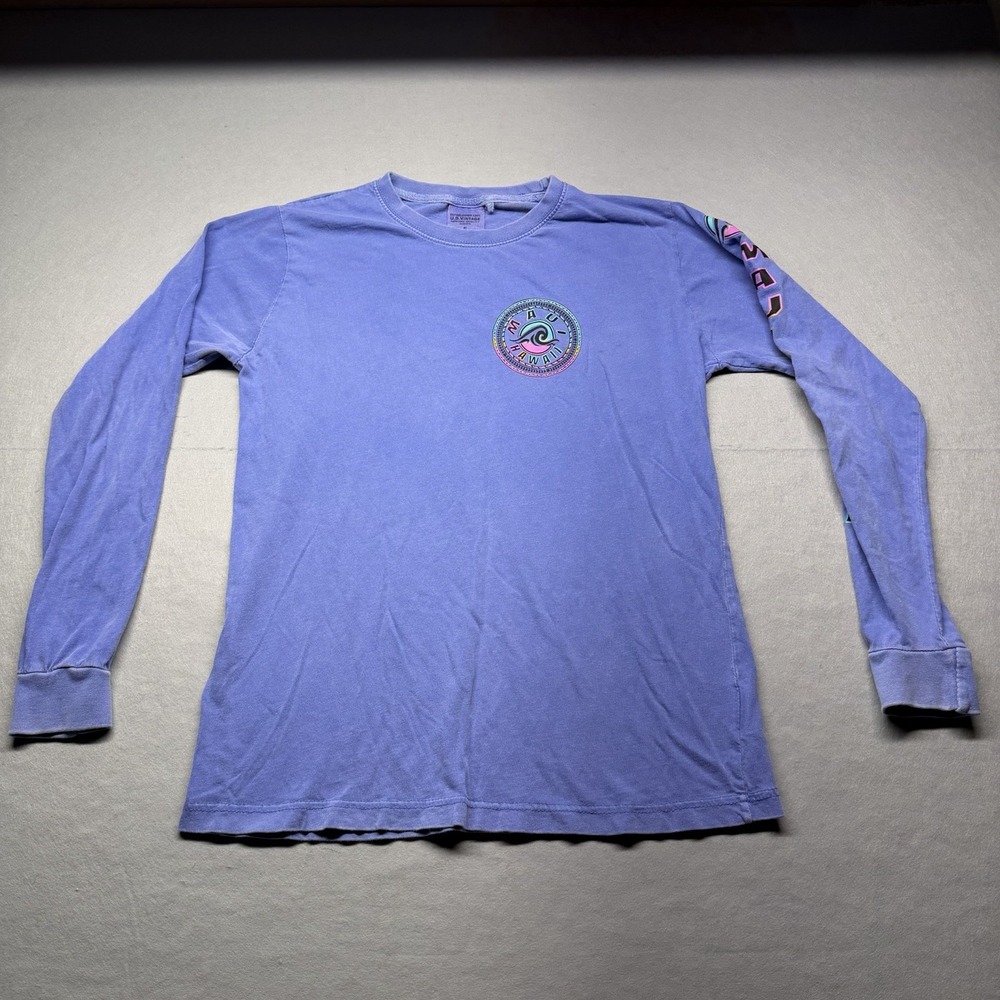 U.S Vintage Maui Hawaii Long Sleeve T-Shirt Size S Washed Blue - Picture 1 of 8